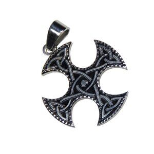 Inox Women's Stainless Steel Celtic Cross Pendant with Black and Polished Accent